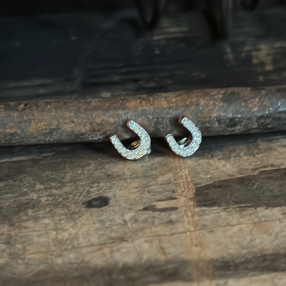 *Rodeo Season is here* Montana Silversmiths Stuck on Luck Horseshoe Earrings - Picture 2 of 5